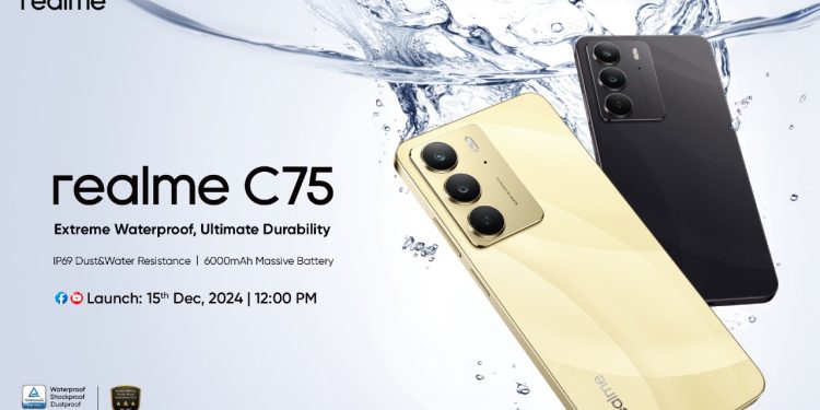 মিড-বাজেটের ১ম আইপি৬৯ ওয়াটারপ্রুফ রেটিং সমৃদ্ধ স্মার্টফোন আনছে রিয়েলমি সি৭৫