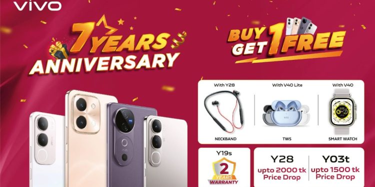 সপ্তম বর্ষপূর্তিতে ভিভো, স্মার্টফোনে উপহার ও ছাড়