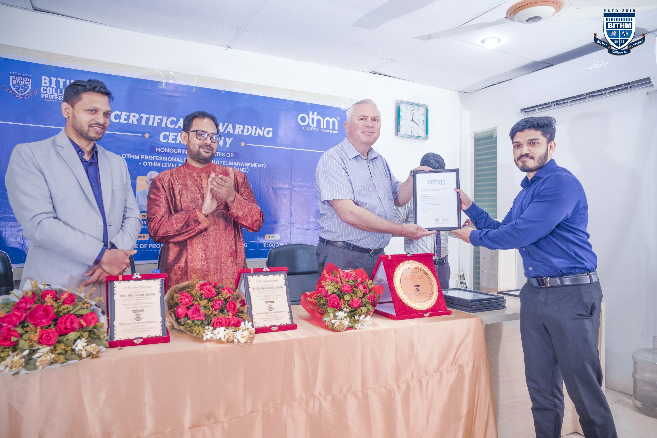 বিথম কলেজ অব প্রফেশনালস’এ সনদ প্রদান অনুষ্ঠানে OTHM,UK প্রতিনিধি