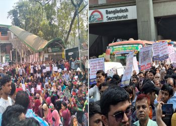 প্রেসক্লাবের সামনে ১৮তম নিবন্ধনে বঞ্চিতদের অবস্থান