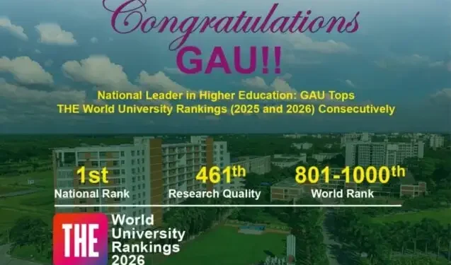 টাইমস হায়ার র‌্যাংকিংঃ গাজীপুর কৃষি বিশ্ববিদ্যালয় এবারও যৌথভাবে প্রথমস্থানে