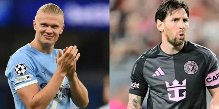 গোল দানব হলান্ড শ্বাস ফেলছেন মেসির ঘাড়ে!